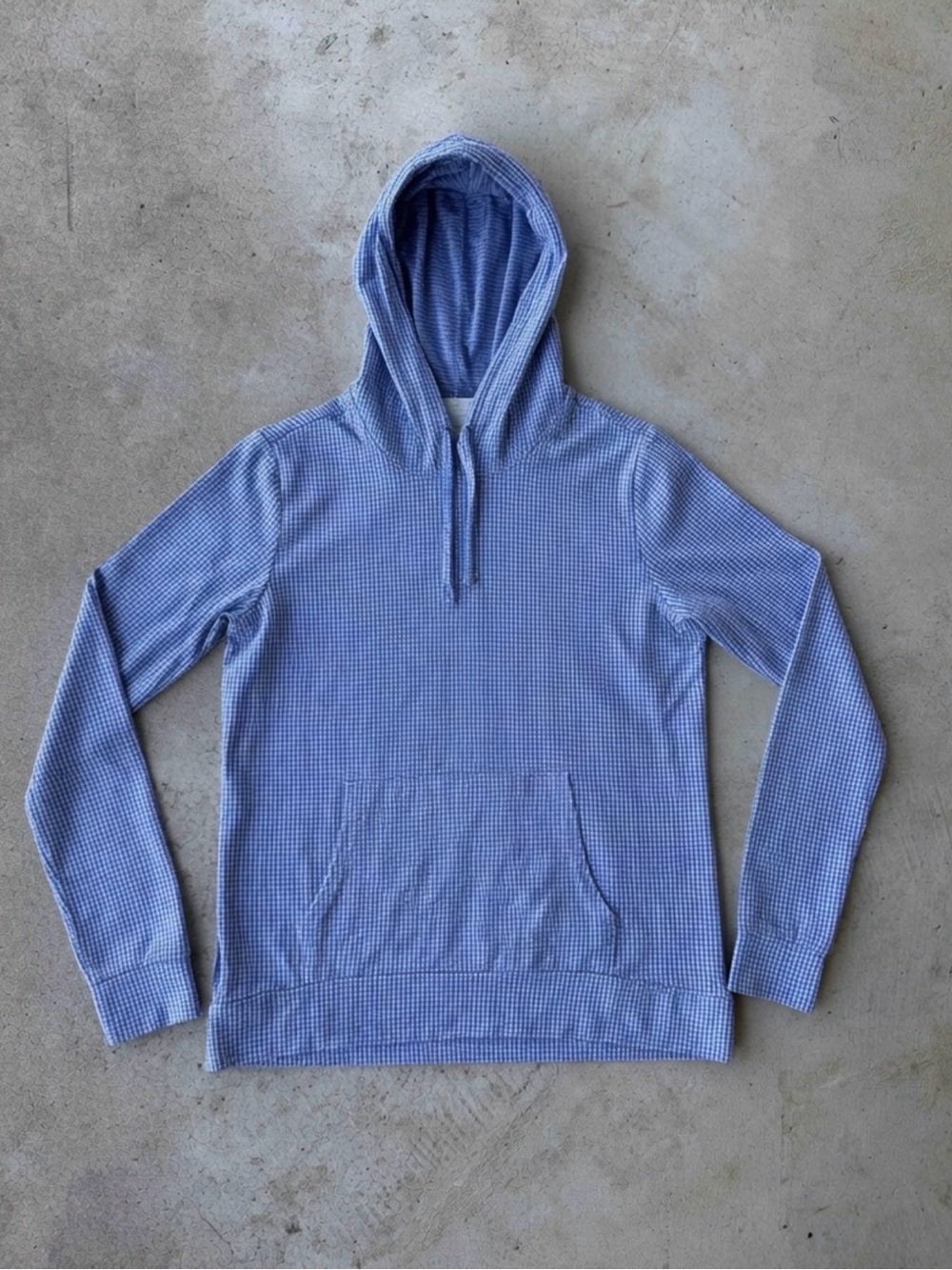Weatherproof Vintage Women’s Small Blue Gingham Pullover Hoodie Lightweight